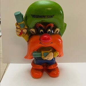 YOSEMITE SAM Cartoon Character ceramic COIN BANK 1970